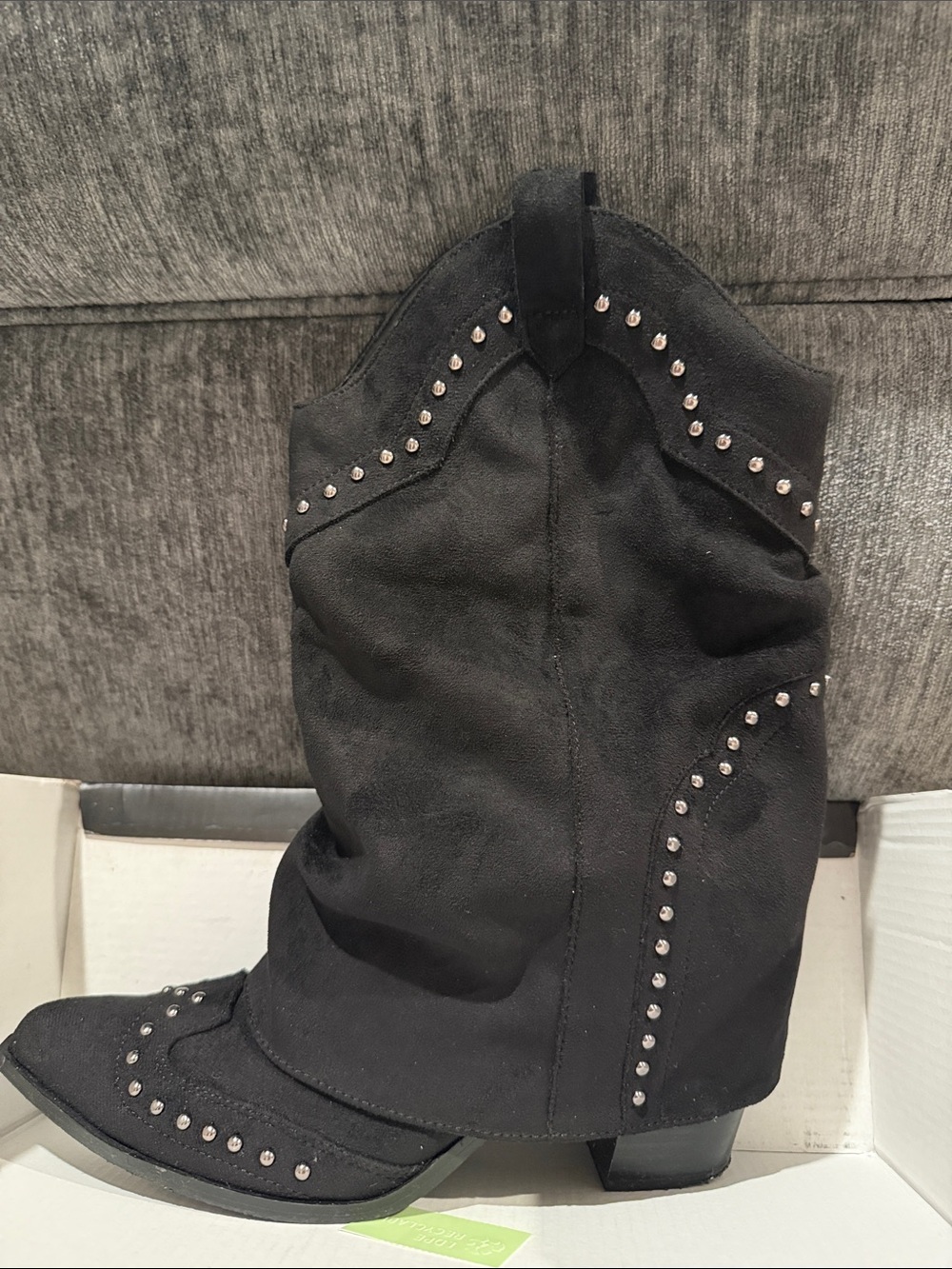 Windsor Black Studded Mid-Calf Western Boot